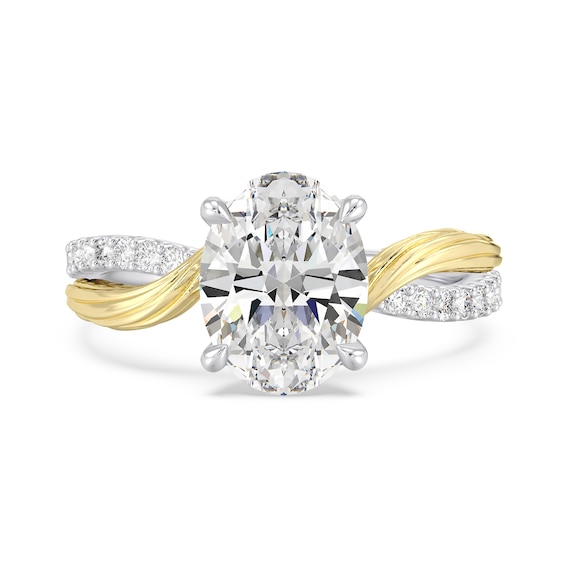 Enchanted Star Rapunzel 3-1/3Ct. T.w. Oval Certified Lab-Grown Diamond Crossover Engagement Ring in 14K Two-Tone Gold
