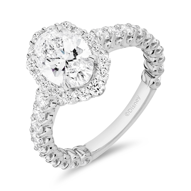 Main Image 1 of Enchanted Star Cinderella 2-7/8 CT. T.W. Oval Certified Lab-Created Diamond Frame Engagement Ring in 14K White Gold