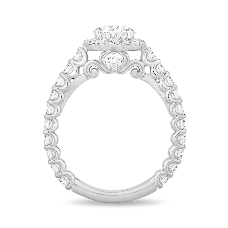 Main Image 2 of Enchanted Star Cinderella 2-7/8 CT. T.W. Oval Certified Lab-Created Diamond Frame Engagement Ring in 14K White Gold