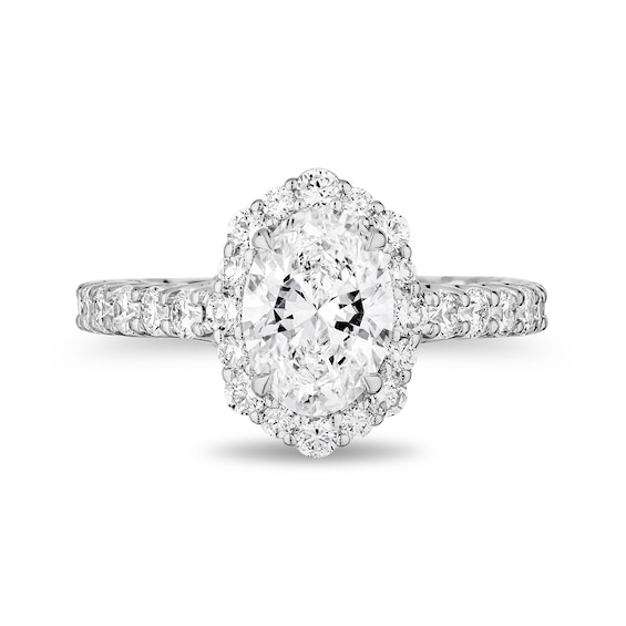 Enchanted Star Cinderella 2-7/8 CT. T.w. Oval Certified Lab-Grown Diamond Frame Engagement Ring 14K White Gold
