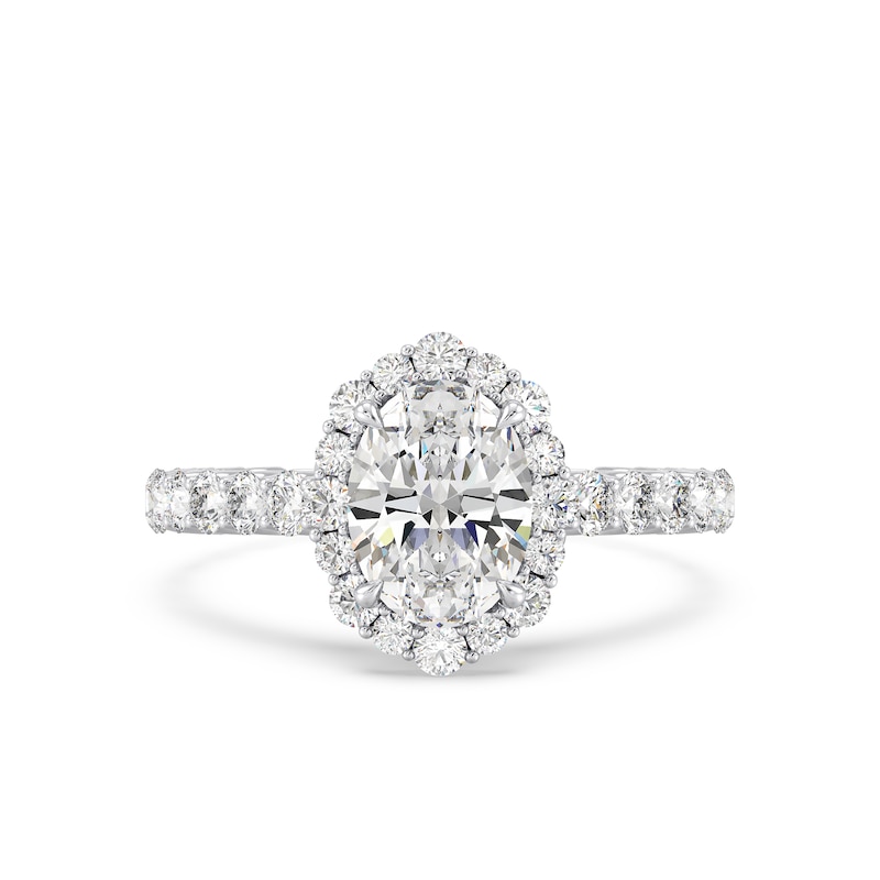 Main Image 4 of Enchanted Star Cinderella 2-7/8 CT. T.W. Oval Certified Lab-Created Diamond Frame Engagement Ring in 14K White Gold