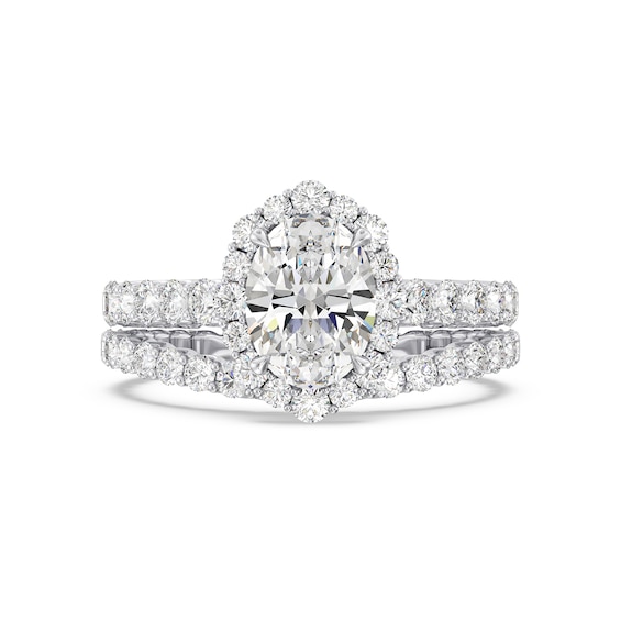 Enchanted Star Cinderella 2-7/8 CT. T.w. Oval Certified Lab-Grown Diamond Frame Engagement Ring 14K White Gold