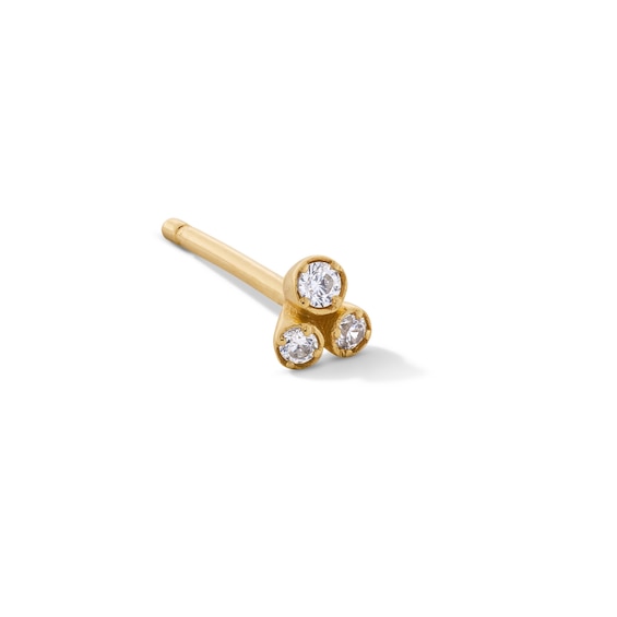Lab-Grown Diamond Accent Stacked Trio Single Cartilage Stud Earring in 14K Gold