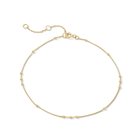 Bead Station Anklet in Solid Sterling Silver with 18K Gold Plate - 10"
