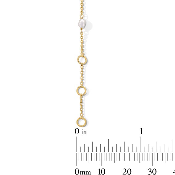 Baroque Freshwater Cultured Pearl Station Bracelet in Sterling Silver with 18K Gold Plate