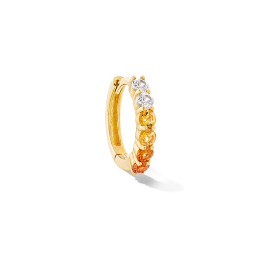 Citrine with Orange and White Sapphire Ombré Single Hoop Earring in 14K Gold