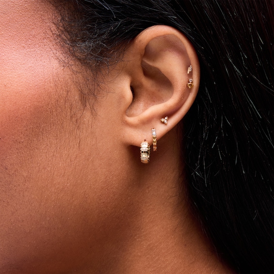 Citrine with Orange and White Sapphire OmbrÃ© Single Hoop Earring in 14K Gold