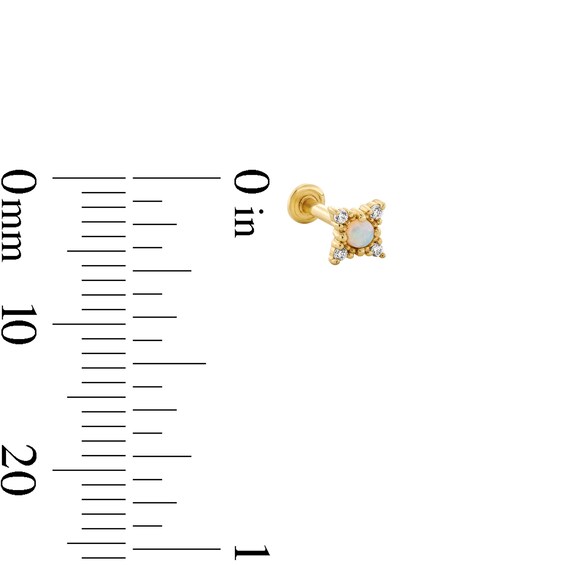 2.0mm Opal and Lab-Grown Diamond Accent Single Cartilage Stud Earring in 14K Gold