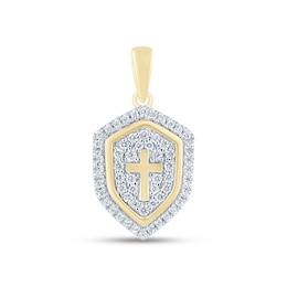1/2 CT. T.W. Certified Lab-Grown Diamond Cross Shield Necklace Charm in 10K Gold (F/SI2)