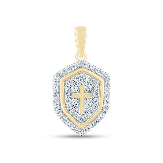 1/2 CT. T.w. Certified Lab-Grown Diamond Cross Shield Necklace Charm in 10K Gold (F/Si2)