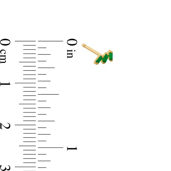 Baguette-Cut Emerald Trio Single Cartilage Stud Earring in 14K Gold