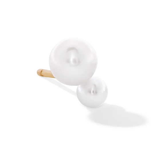 Freshwater Cultured Pearl Duo Single Cartilage Stud Earring in 14K Gold