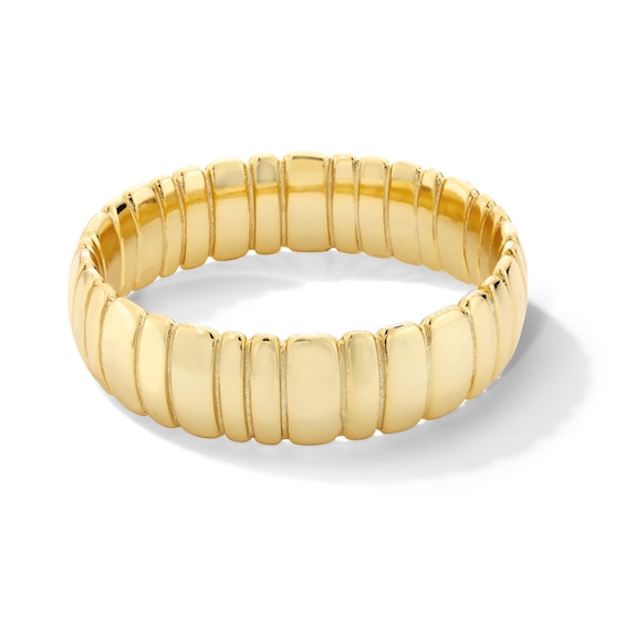 5.0mm Textured Curved Ring in Sterling Silver with 18K Gold Plate