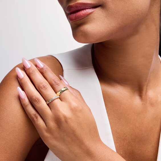 5.0mm Textured Curved Ring in Sterling Silver with 18K Gold Plate