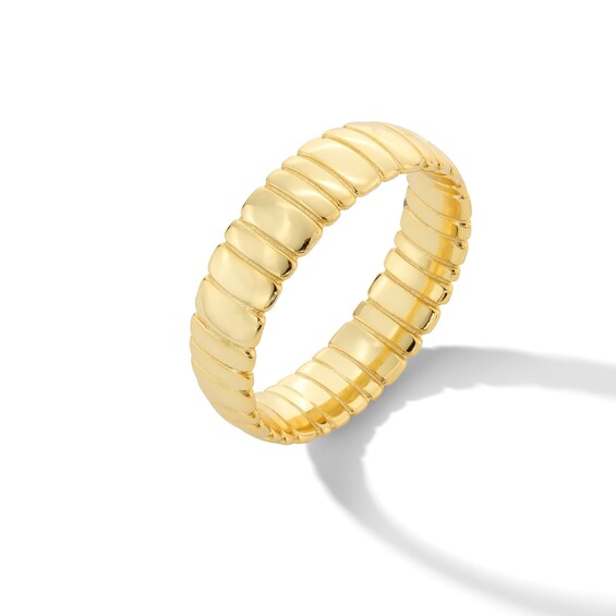 5.0mm Textured Curved Ring in Sterling Silver with 18K Gold Plate