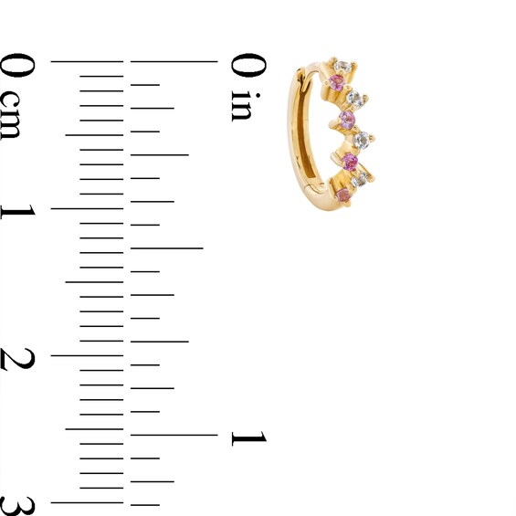 Pink Tourmaline and White Sapphire Single Zigzag Hoop Earring in 14K Gold