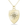 Thumbnail Image 1 of Engravable Compass Shield Pendant in 10K White or Yellow Gold (2 Lines) - 22”