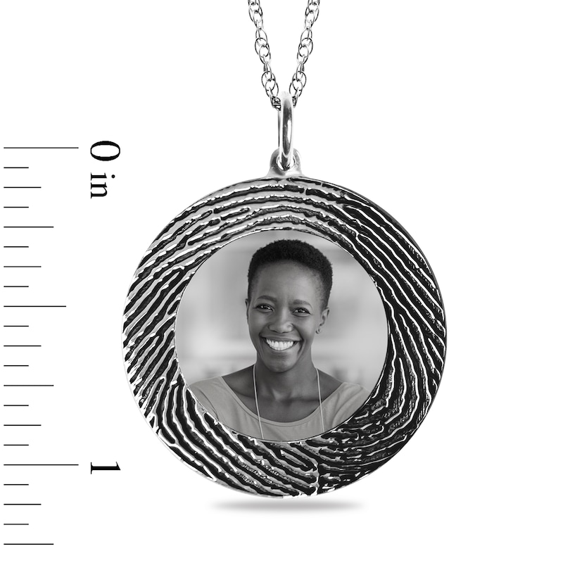 Main Image 3 of Engravable Fingerprint and Photo Pendant in Sterling Silver (1 Image, 1 Fingerprint and 3 Lines)