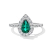 Thumbnail Image 1 of Pear-Shaped Lab-Created Emerald and 1/2 CT. T.W. Lab-Grown Diamond Frame Ring in 14K White Gold (F/SI2)
