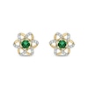 Thumbnail Image 3 of Lab-Created Emerald and 1/6 CT. T.W. Diamond Flower Pendant, Earrings and Ring Set in Sterling Silver with Gold Plate