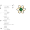 Thumbnail Image 5 of Lab-Created Emerald and 1/6 CT. T.W. Diamond Flower Pendant, Earrings and Ring Set in Sterling Silver with Gold Plate
