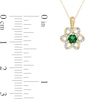Thumbnail Image 8 of Lab-Created Emerald and 1/6 CT. T.W. Diamond Flower Pendant, Earrings and Ring Set in Sterling Silver with Gold Plate