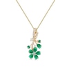 Thumbnail Image 1 of Pear and Round Lab-Created Emerald with 1/8 CT. T.W. Diamond Flower Vine Pendant in Sterling Silver with Gold Plate