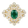 Thumbnail Image 1 of Oval Lab-Created Emerald and White Lab-Created Sapphire Ornate Crown Ring in Sterling Silver with 14K Gold Plate