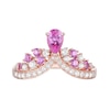 Thumbnail Image 1 of Pink and White Lab-Created Sapphire Crown Contour Ring in Sterling Silver with 14K Rose Gold Plate