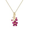 Thumbnail Image 1 of Pear and Round Lab-Created Ruby with 1/8 CT. T.W. Diamond Flower Vine Pendant in Sterling Silver with 14K Gold Plate
