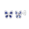 Thumbnail Image 1 of Pear-Shaped Blue and White Lab-Created Sapphire Butterfly Stud Earrings in Sterling Silver