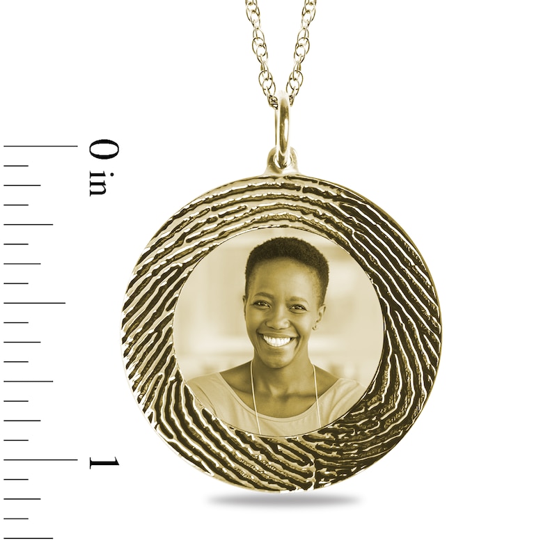 Main Image 3 of Engravable Fingerprint and Photo Pendant in 10K White, Yellow or Rose Gold (1 Image, 1 Fingerprint and 3 Lines)
