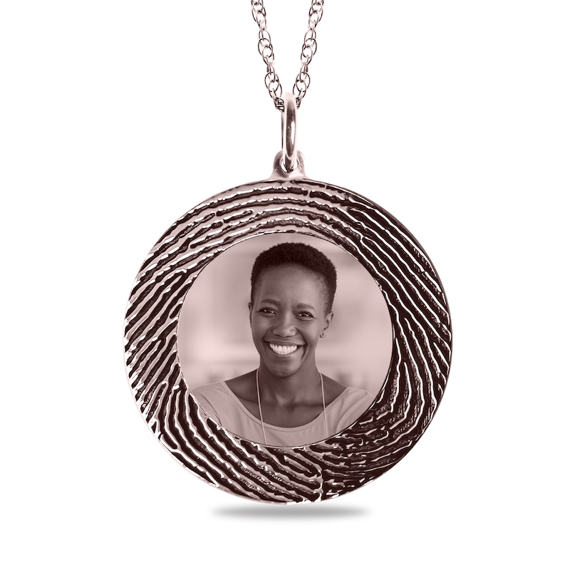 Main Image 4 of Engravable Fingerprint and Photo Pendant in 10K White, Yellow or Rose Gold (1 Image, 1 Fingerprint and 3 Lines)