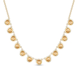 4.0mm Citrine Bezel-Set Station Necklace in Sterling Silver with 14K Gold Plate
