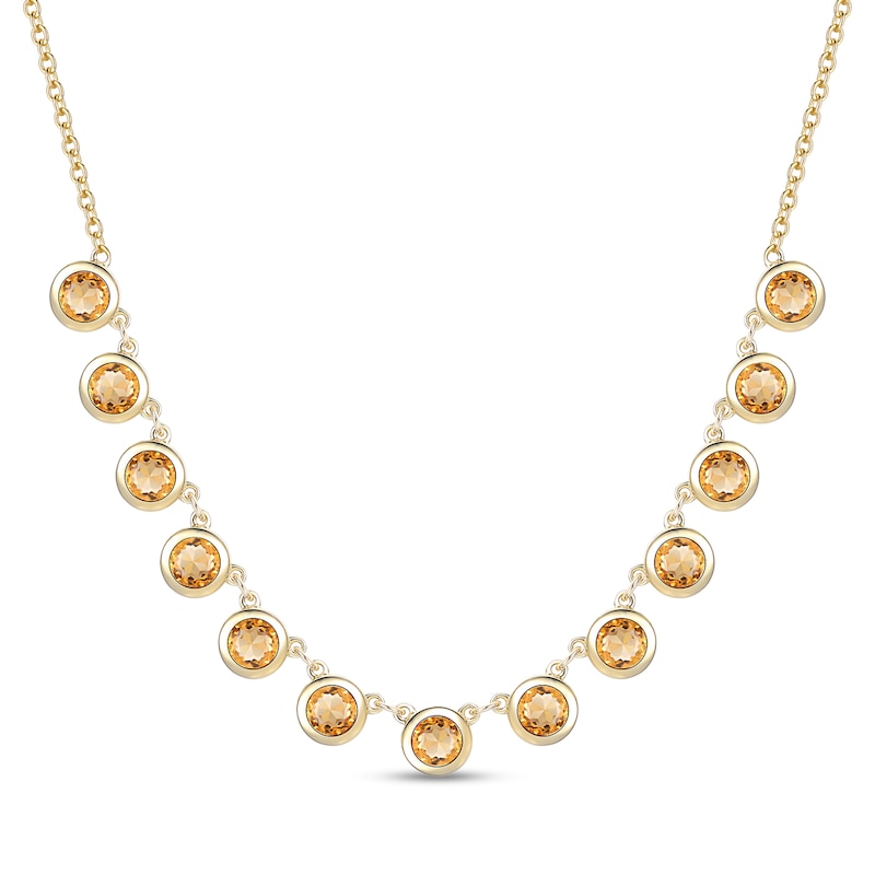 Main Image 1 of 4.0mm Citrine Bezel-Set Station Necklace in Sterling Silver with 14K Gold Plate
