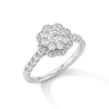 Thumbnail Image 3 of 1 CT. T.W. Diamond Double Flower Frame Engagement Ring in 14K White Gold