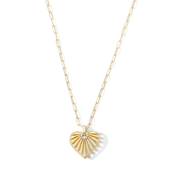 Sunray Heart Pendant in 10K Gold