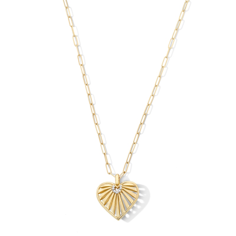 Main Image 1 of Sunray Heart Pendant in 10K Gold