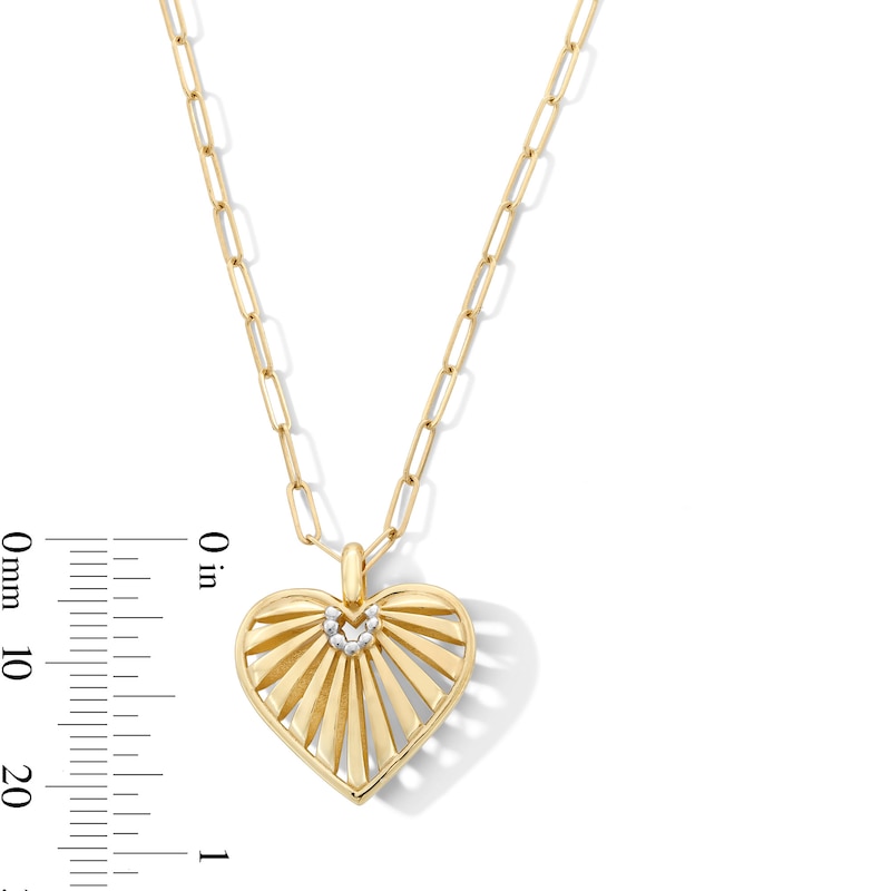 Main Image 3 of Sunray Heart Pendant in 10K Gold