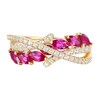 Thumbnail Image 1 of Marquise-Cut Lab-Created Ruby and White Lab-Created Sapphire Crossover Ring in Sterling Silver with 14K Gold Plate