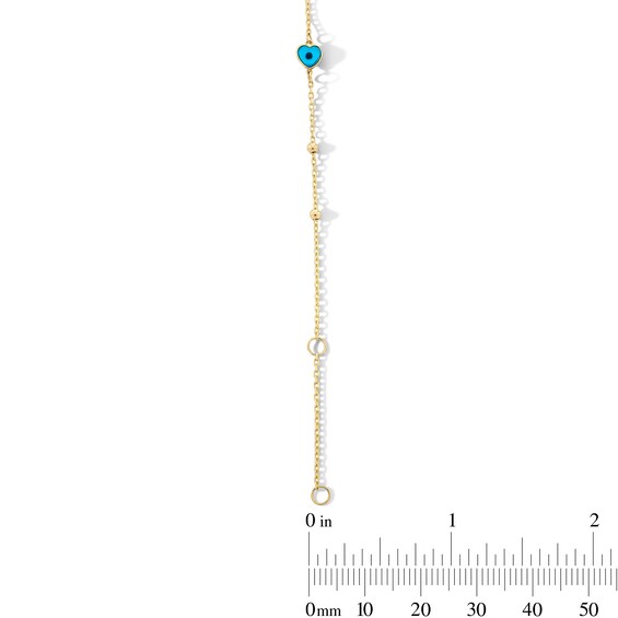 Enameled Evil Eye Heart Station Chain Anklet in 14K Gold - 10â