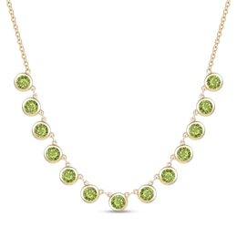 4.0mm Peridot Bezel-Set Station Necklace in Sterling Silver with 14K Gold Plate