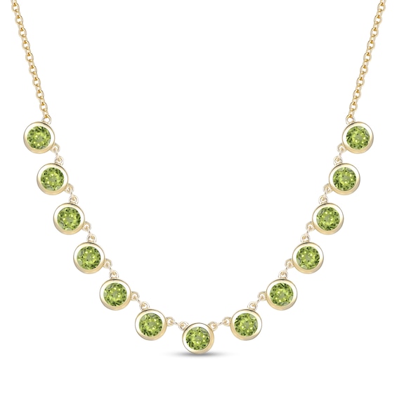 4.0mm Peridot Bezel-Set Station Necklace in Sterling Silver with 14K Gold Plate