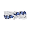 Thumbnail Image 1 of Marquise-Cut Blue and White Lab-Created Sapphire Crossover Ring in Sterling Silver