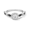 Thumbnail Image 1 of 3/4 CT. T.W. Black and White Diamond Cushion-Frame Art Deco Engagement Ring in 14K White Gold