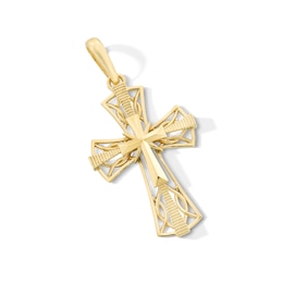Coin-Edge Cross Necklace Charm in Solid 10K Gold
