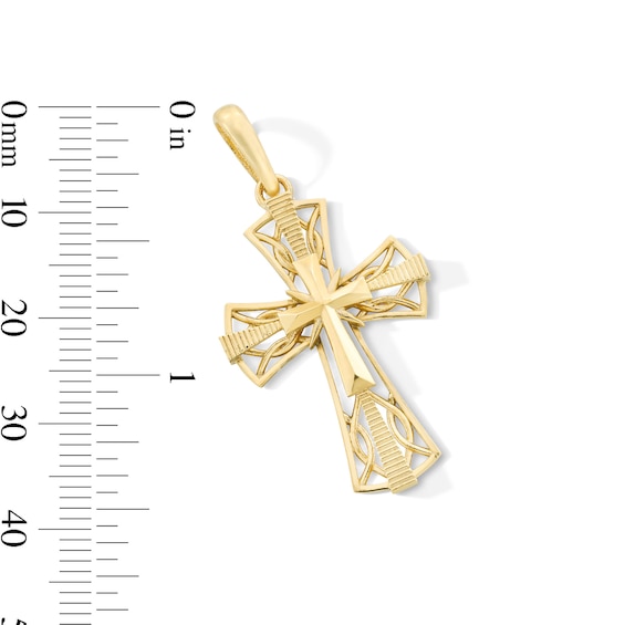Coin-Edge Cross Necklace Charm in Solid 10K Gold