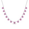 Thumbnail Image 1 of 4.0mm Pink Lab-Created Sapphire Bezel-Set Station Necklace in Sterling Silver