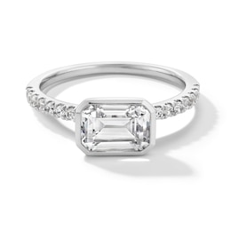 1-3/4 CT. T.W. Emerald-Cut Certified Lab-Grown Diamond Bezel-Set Sideways Engagement Ring in 14K White Gold (F/VS2)