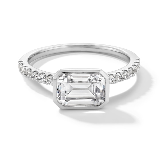 1-3/4 CT. T.w. Emerald-Cut Certified Lab-Grown Diamond Bezel-Set Sideways Engagement Ring in 14K White Gold (F/Vs2)